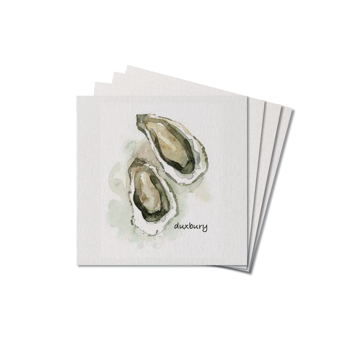 Watercolor Oysters Personalized Coaster Set