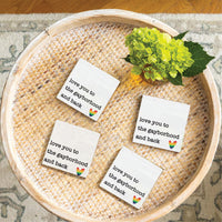 Love You To Rainbow Heart Personalized Coaster Set
