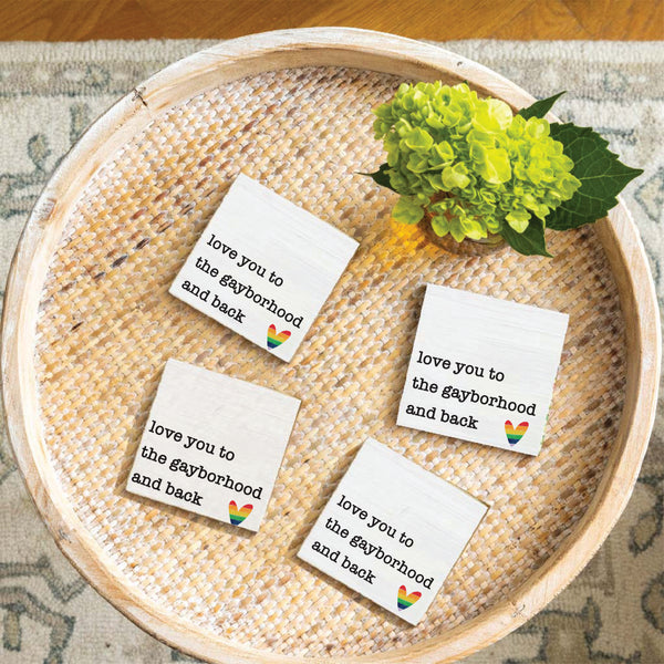 Love You To Rainbow Heart Personalized Coaster Set