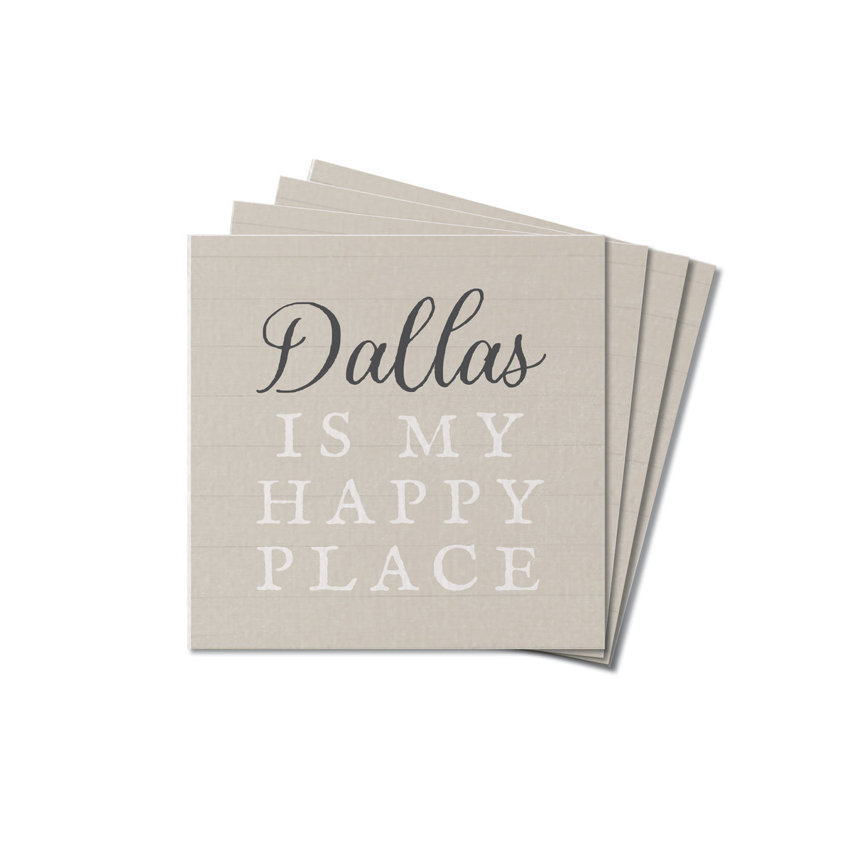 Happy Place Neutral Personalized Coaster Set