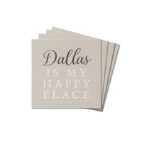 Happy Place Neutral Personalized Coaster Set