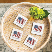 American Vintage Flag  Personalized Coaster Set