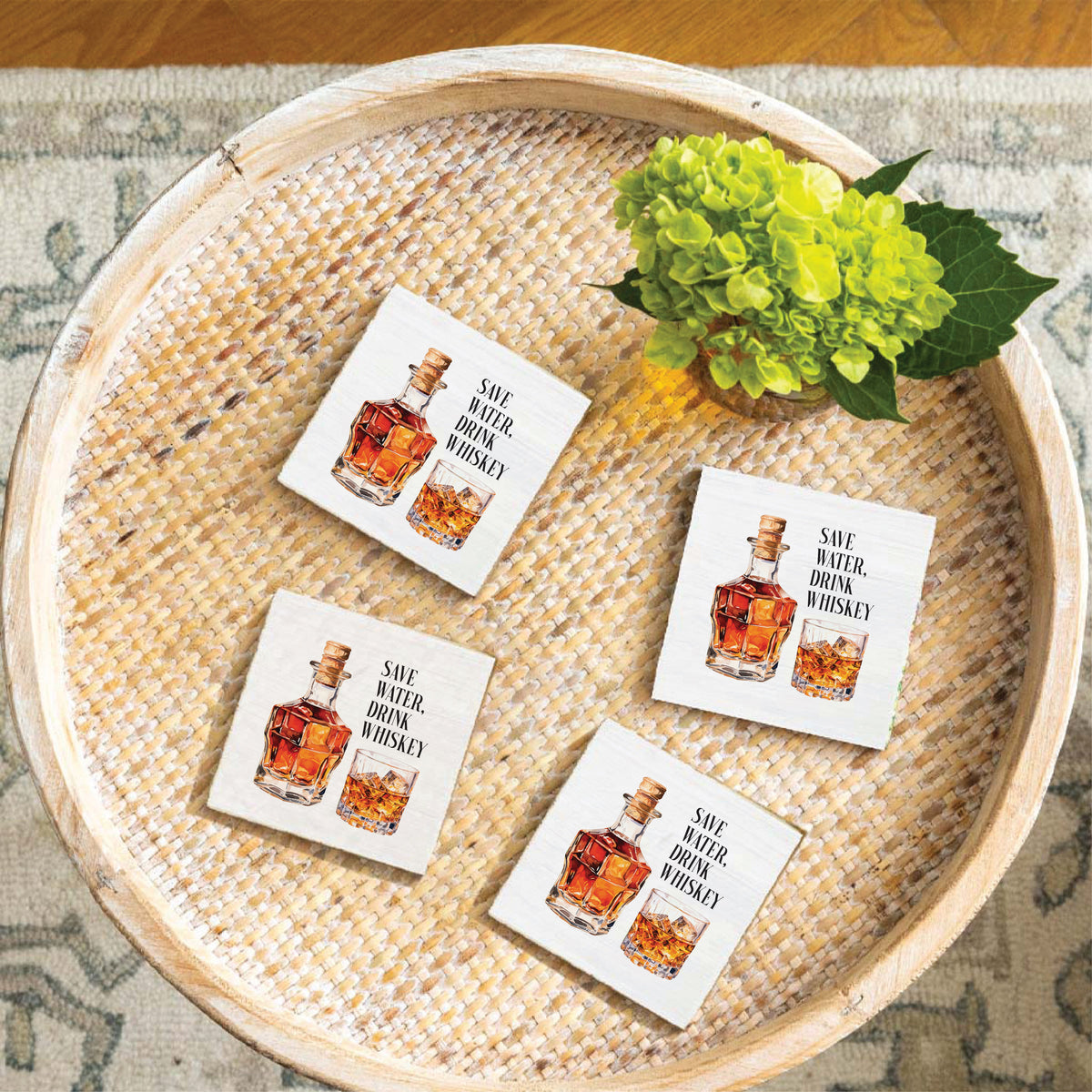 Save Water Drink Whiskey Coaster Set