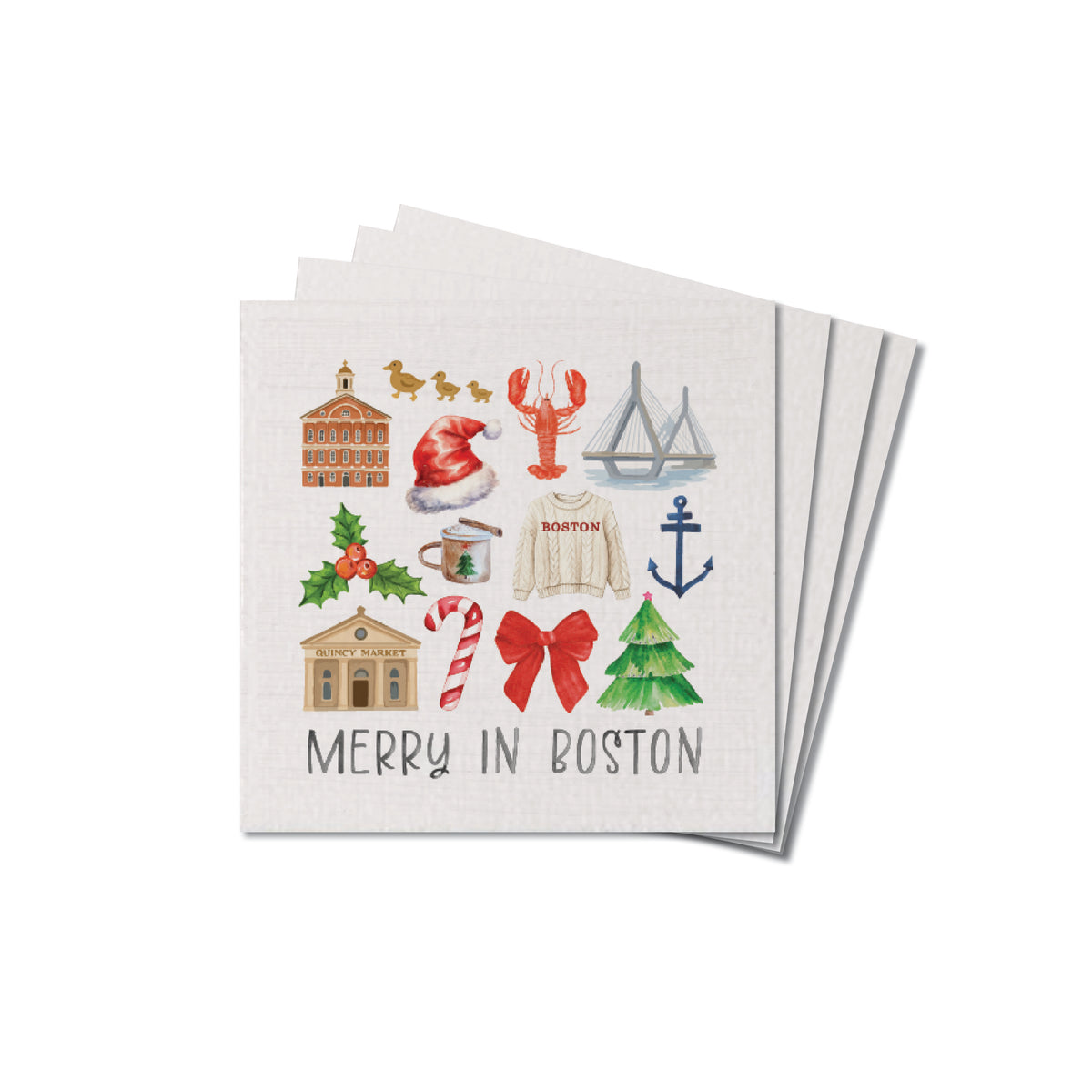 Merry In Boston Icons Coaster Set