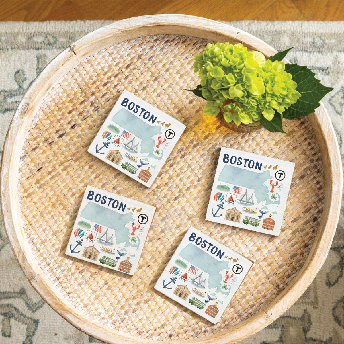 Famous Boston Places Coaster Set