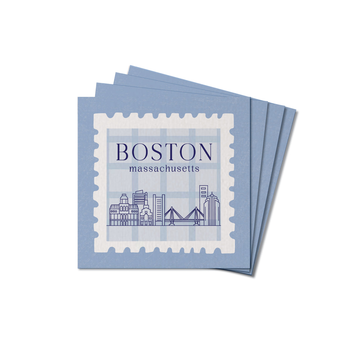 Boston Blue Stamp Coaster Set