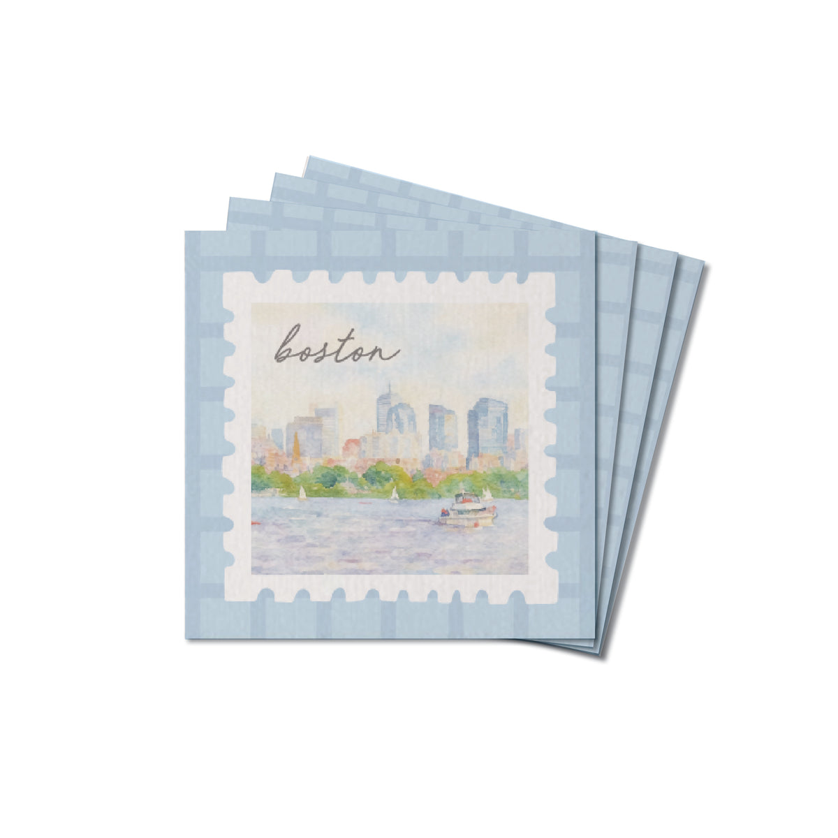 Boston Stamp Coaster Set