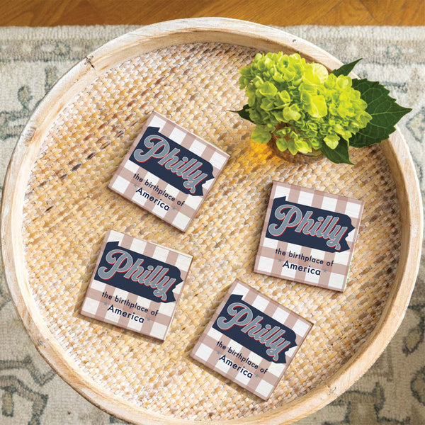 Philly Birthplace Of America Checkered Coaster Set