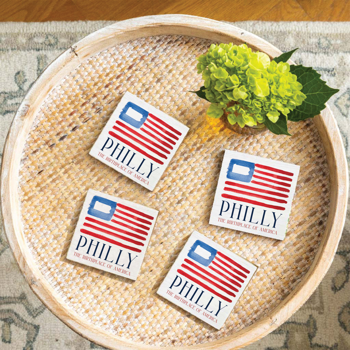 Philly American Flag Birthplace Coaster Set