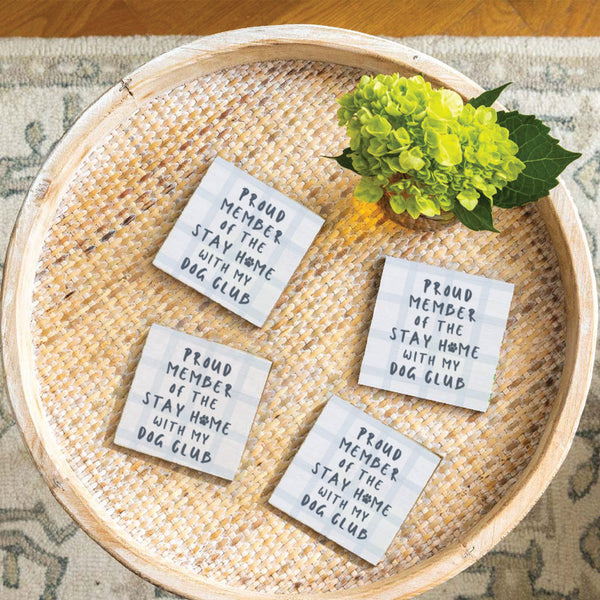 Stay Home With Dog Club Coaster Set