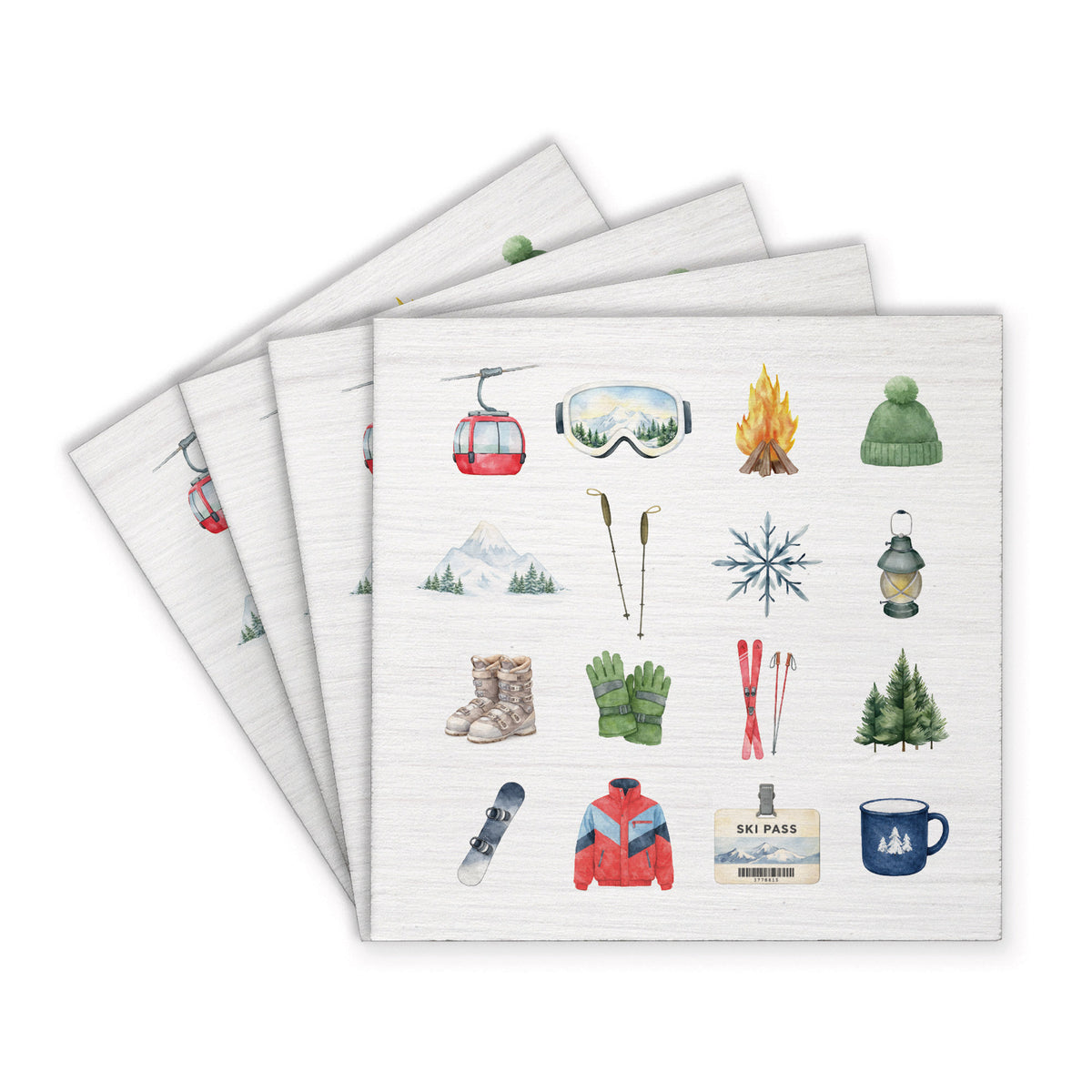 Ski Icons Coaster Set