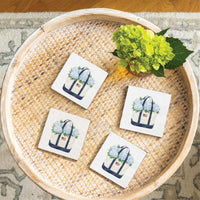 Hydrangea Flag Boat Tote Coaster Set