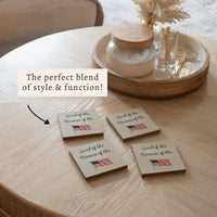 Land of the Free Waving Flag Coaster Set