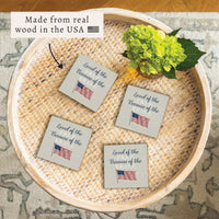 Land of the Free Waving Flag Coaster Set
