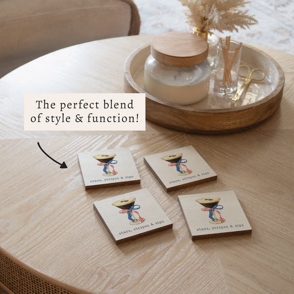 American Flag Martini Coaster Set