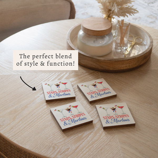 Stars Stripes & Martinis Coaster Set