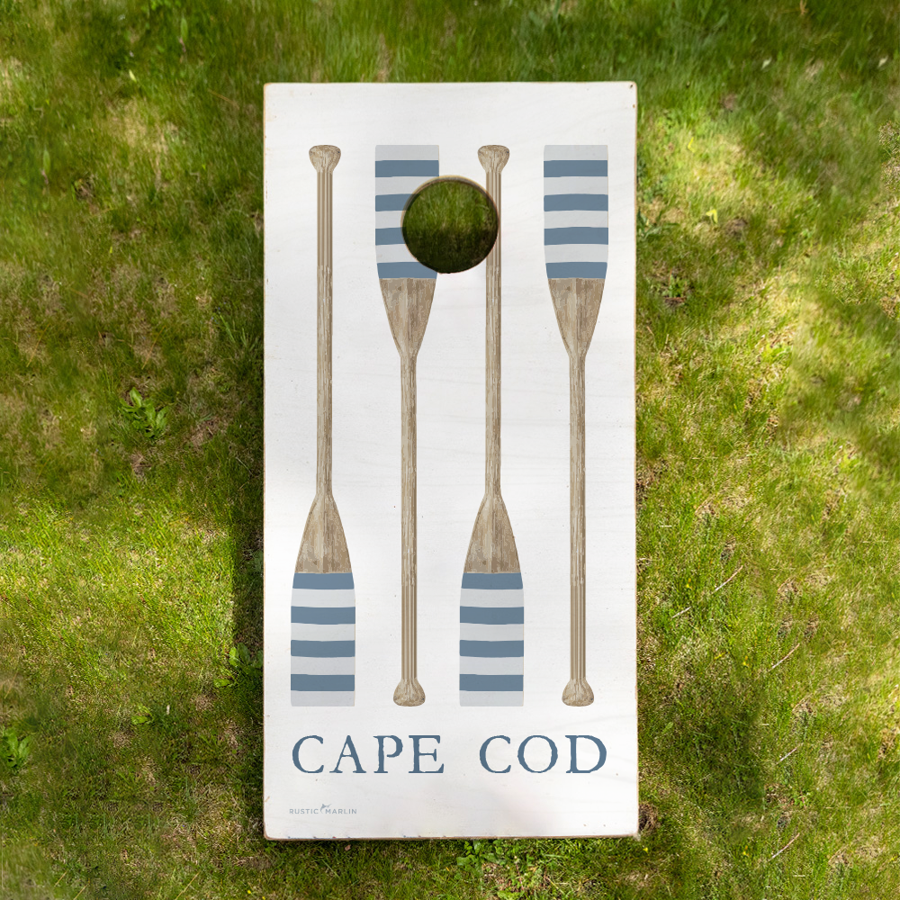 Personalized Striped Oars Cornhole Game Set