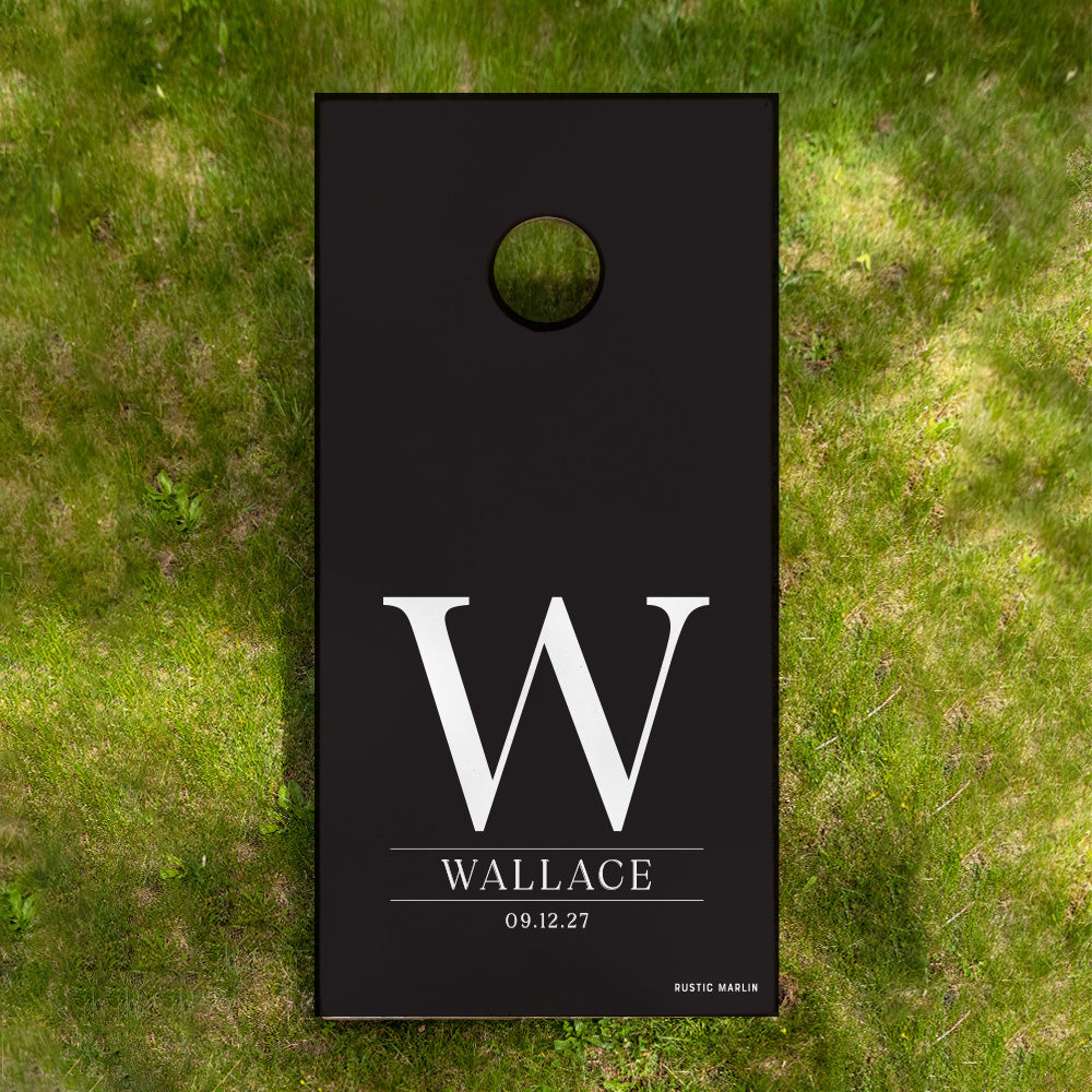 Custom Initial Black Personalized Cornhole