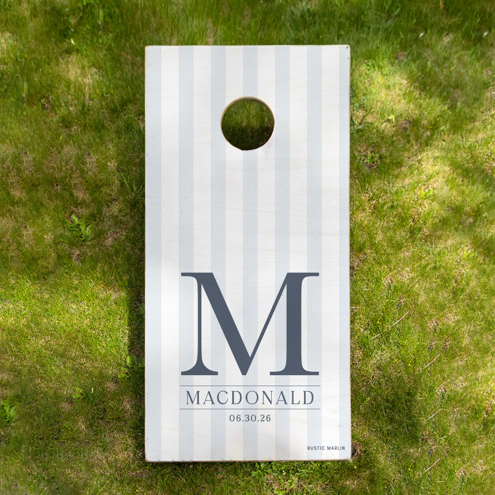 Custom Initial Striped Personalized Cornhole