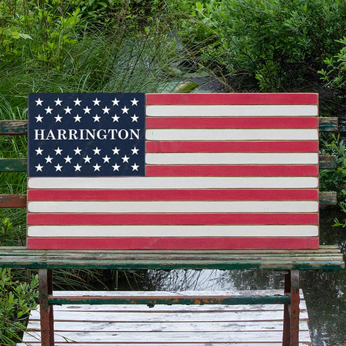 Classic Wooden Personalized American Flag