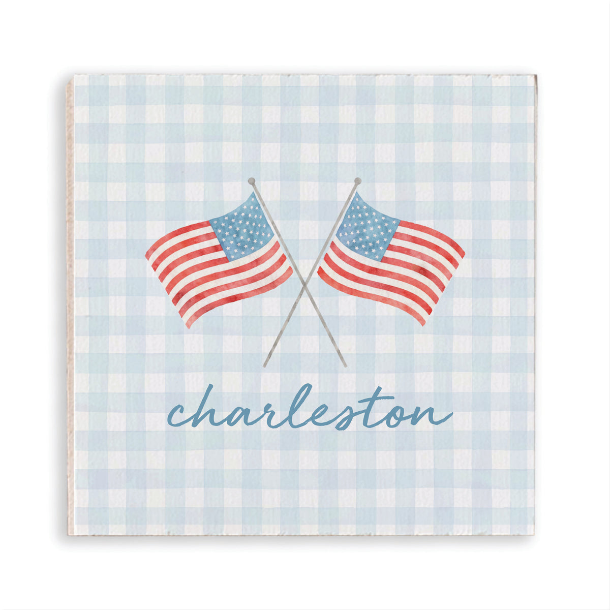 American Flags Crossed Gingham Personalized Magnet