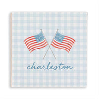 American Flags Crossed Gingham Personalized Magnet