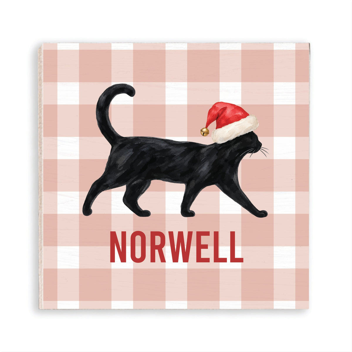 Black Cat Santa Hat Personalized Magnet