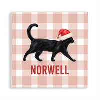 Black Cat Santa Hat Personalized Magnet