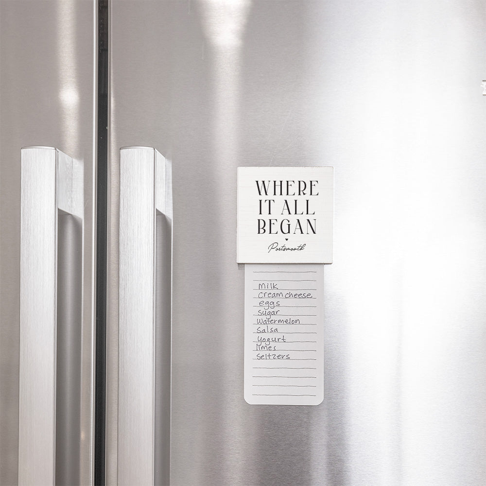 Where It All Began Black and White Heart Personalized Magnet