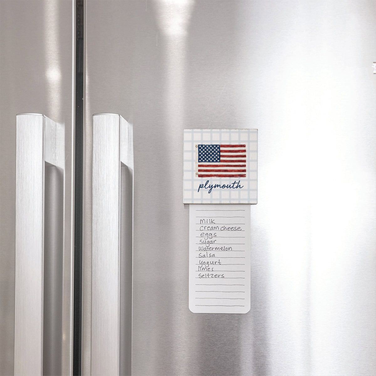 American Flag Blue Plaid Personalized Magnet