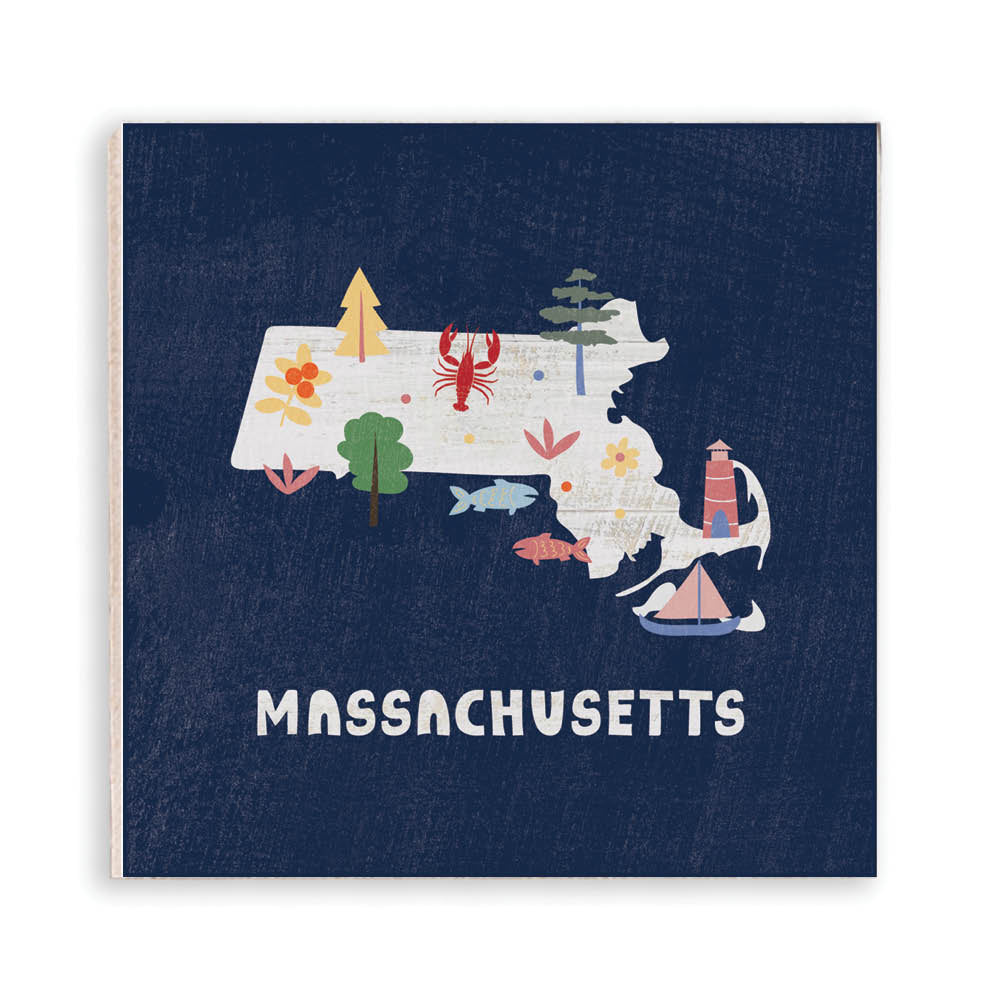 Massachusetts State Icons Magnet