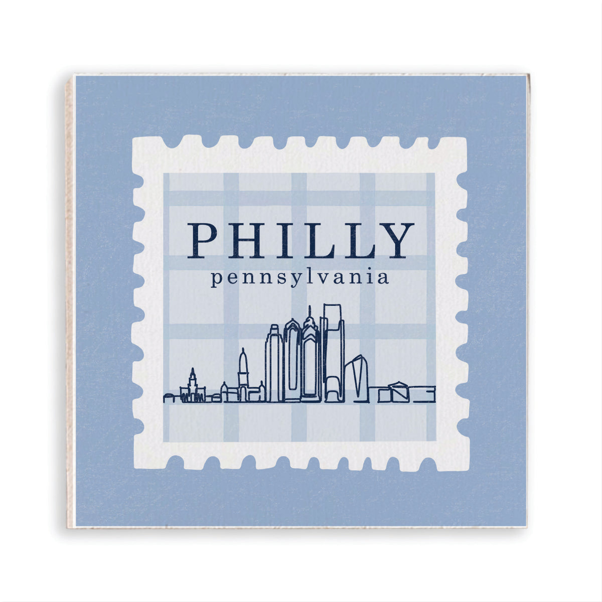 Philly Skyline Blue Stamp Magnet