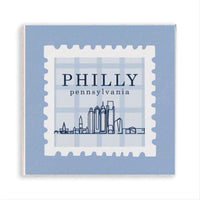Philly Skyline Blue Stamp Magnet