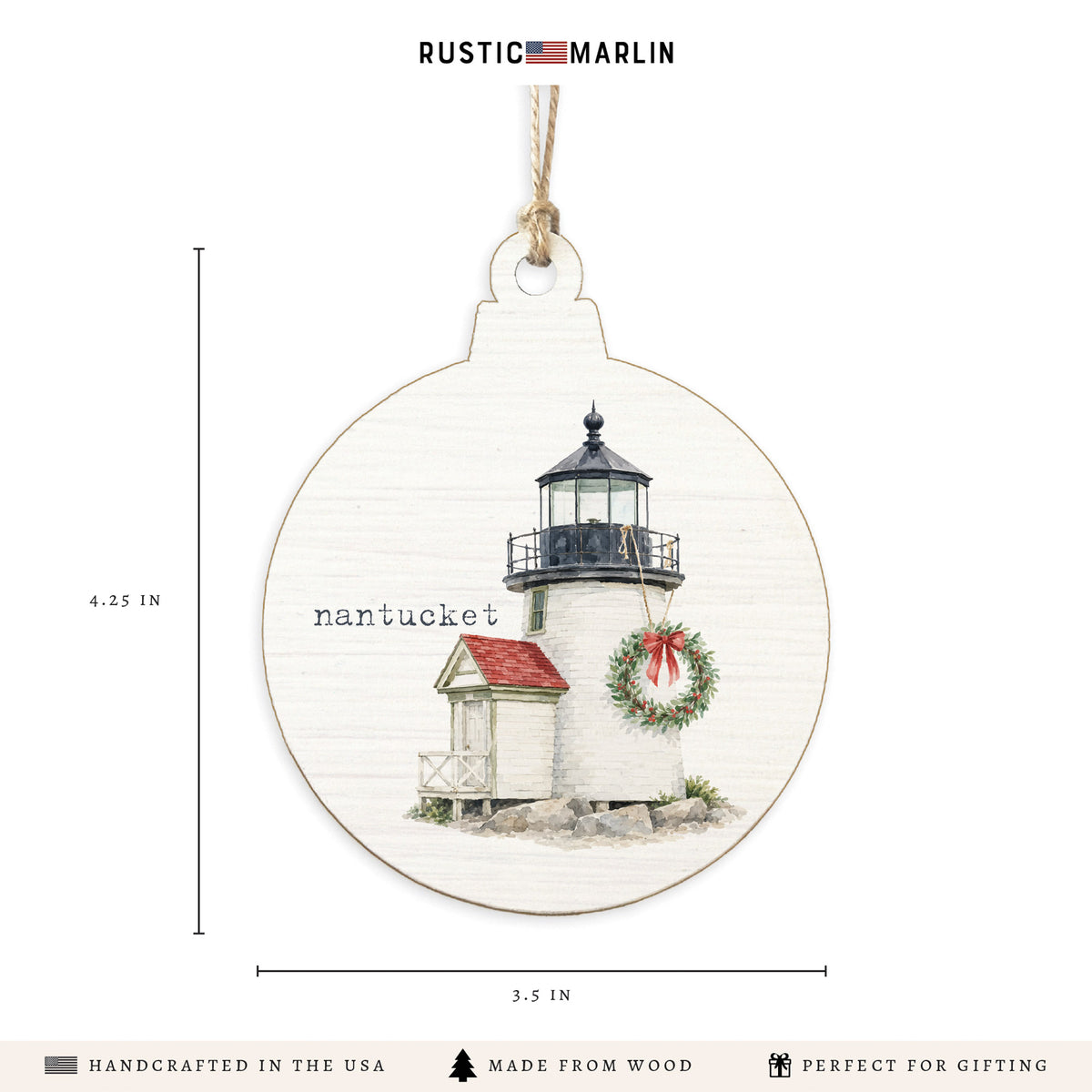 Holiday Brant Point Lighthouse Ornament