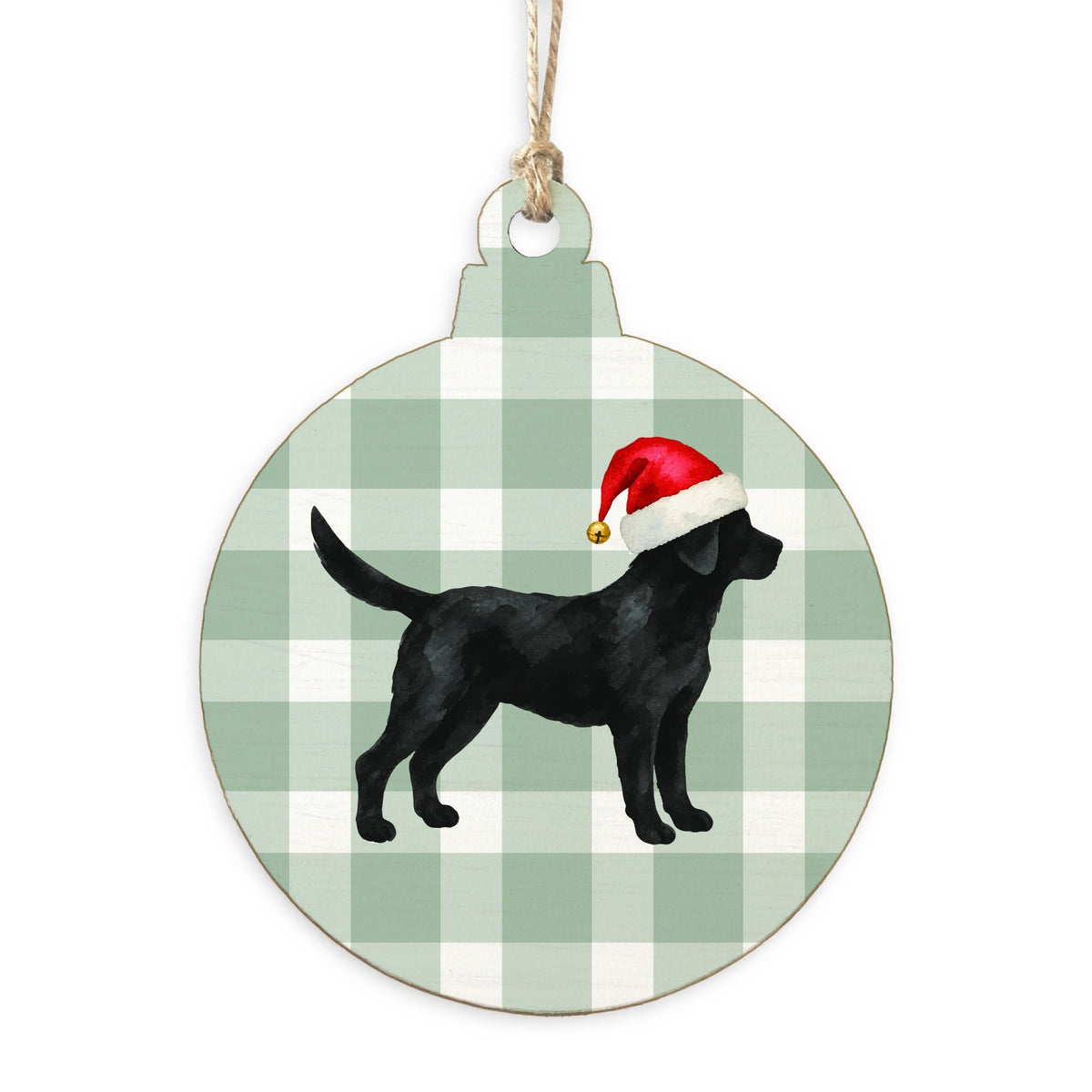 Black Lab Santa Hat Ornament