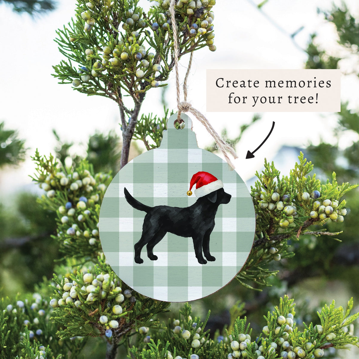 Black Lab Santa Hat Ornament