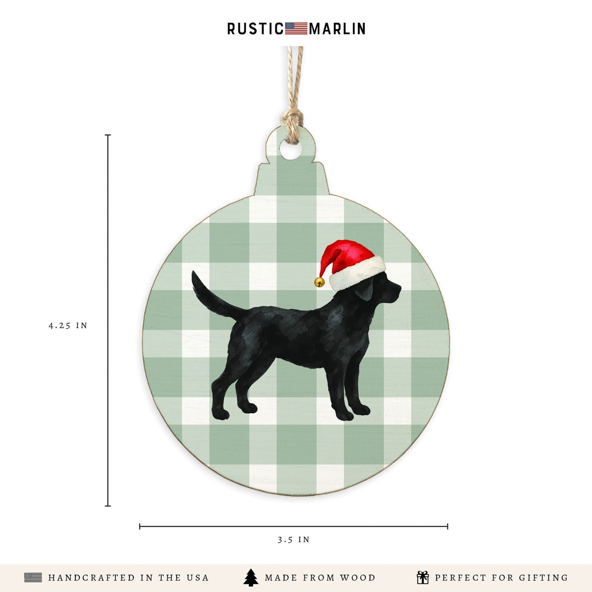 Black Lab Santa Hat Ornament