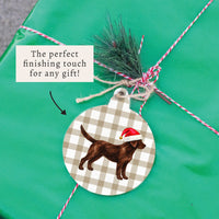 Chocolate Lab Santa Hat Ornament
