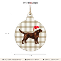 Chocolate Lab Santa Hat Ornament