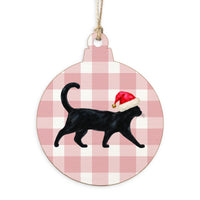 Black Cat Santa Hat Ornament