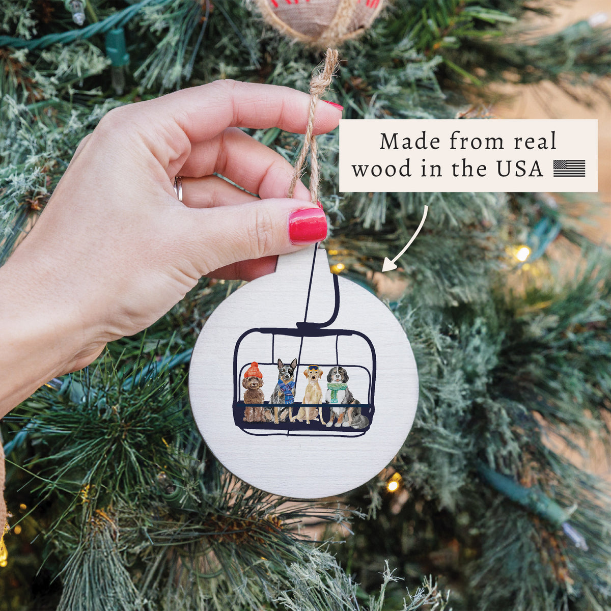 Dogs Ski Lift Ornament