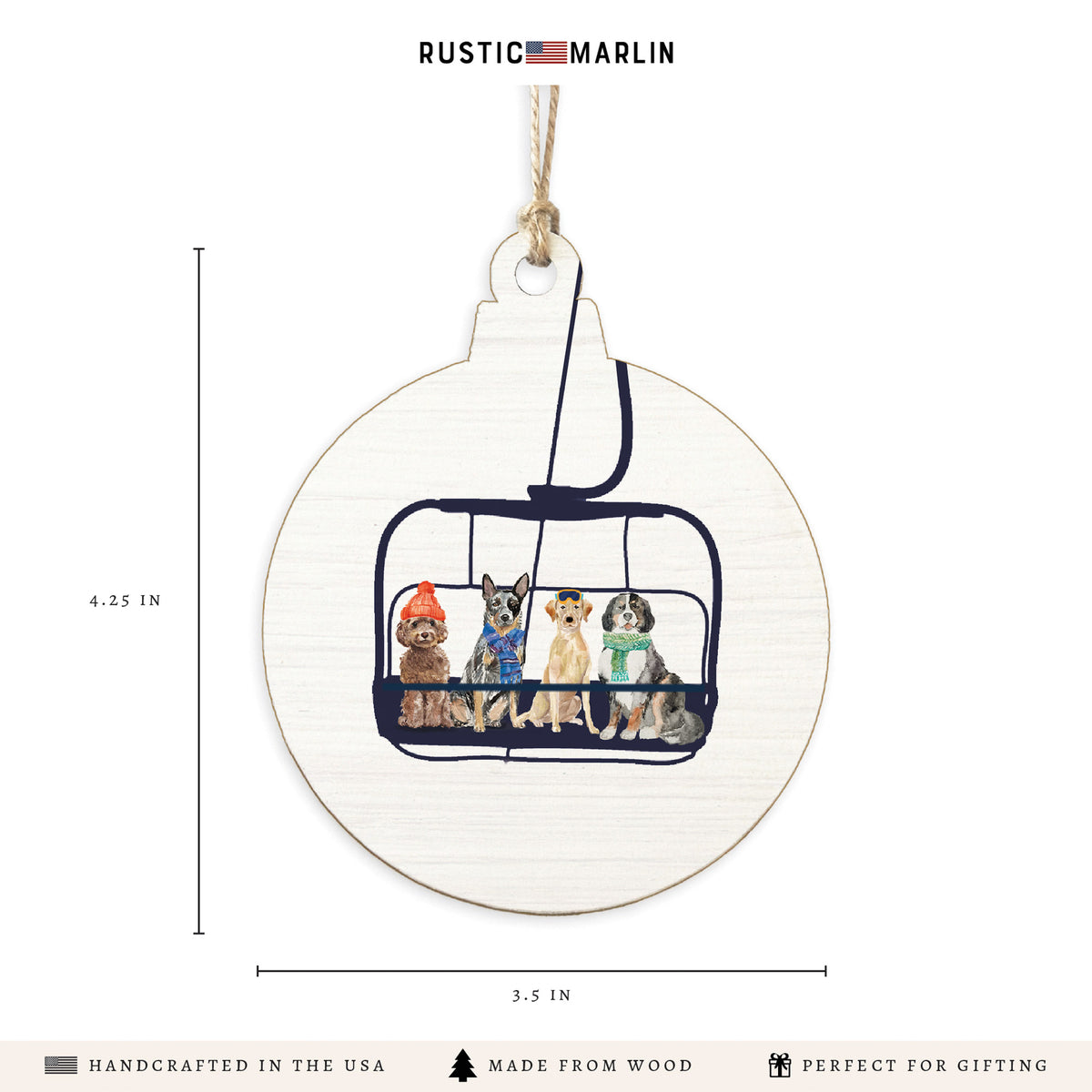 Dogs Ski Lift Ornament