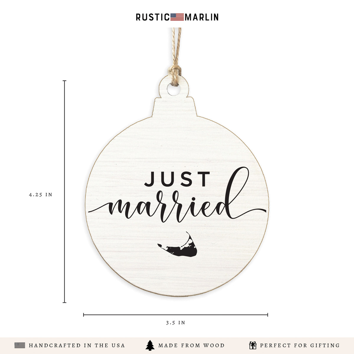 Just Married Nantucket Ornament
