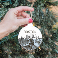 Boston City Map Bulb Ornament