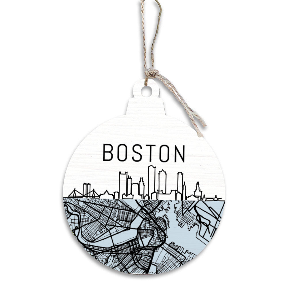 Boston City Map Ornament