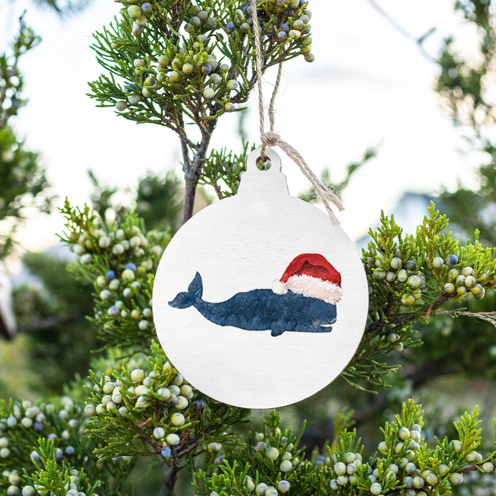 Santa Whale Bulb Ornament