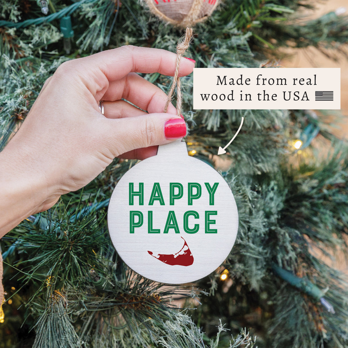 Nantucket Happy Place Ornament