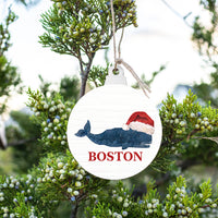 Personalized Santa Whale Bulb Ornament