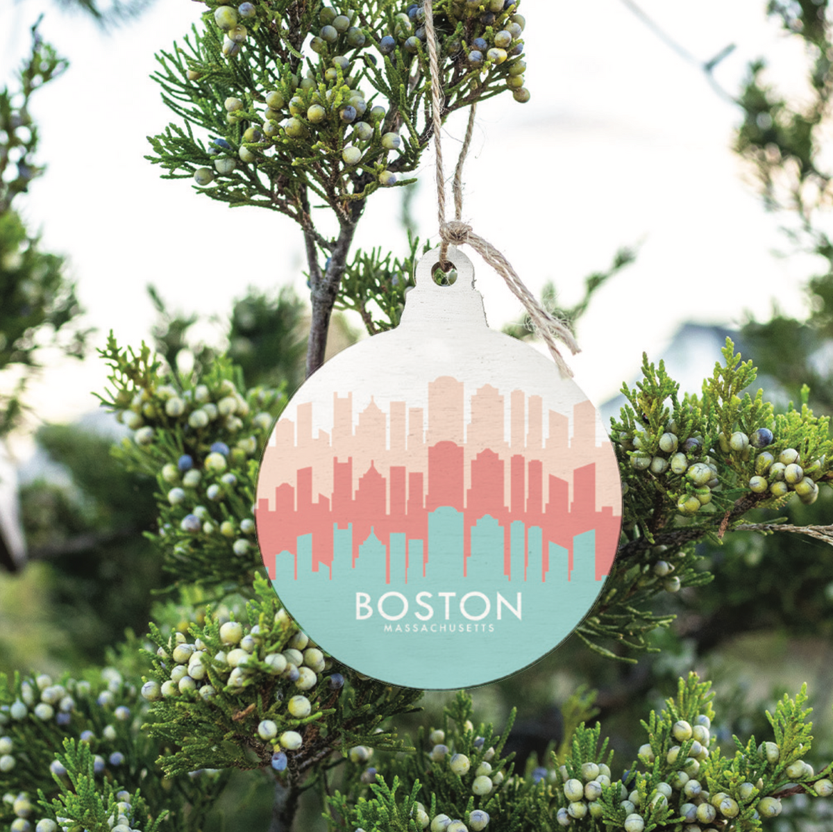 Boston Pastel Skyline Ornament