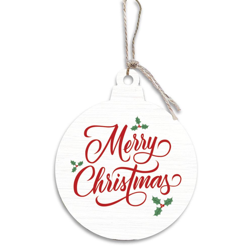Merry Christmas Holly Ornament